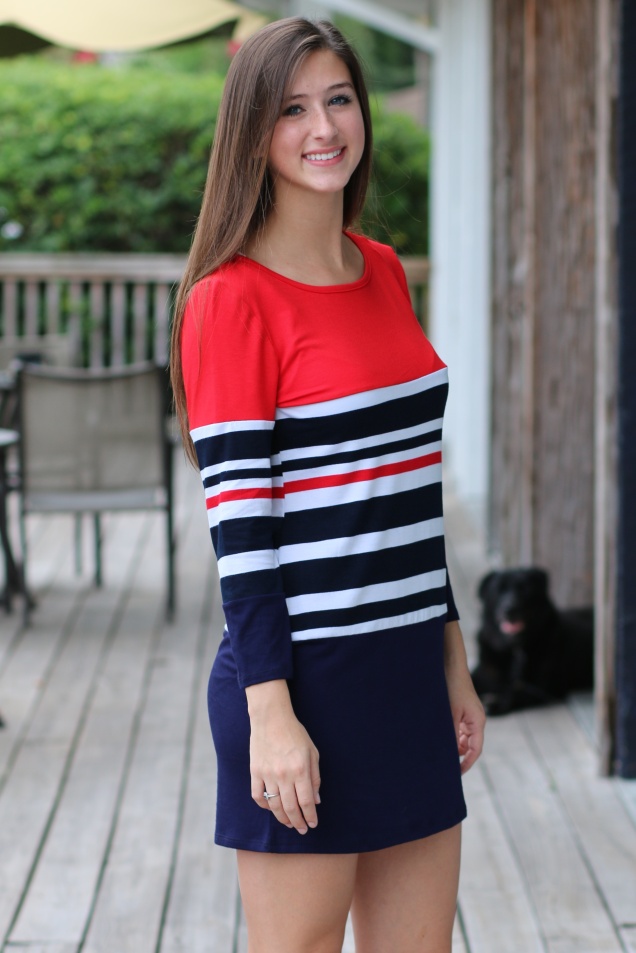Wild Souls - Navy & Red Striped Tunic Dress - www.shopwildsouls.com